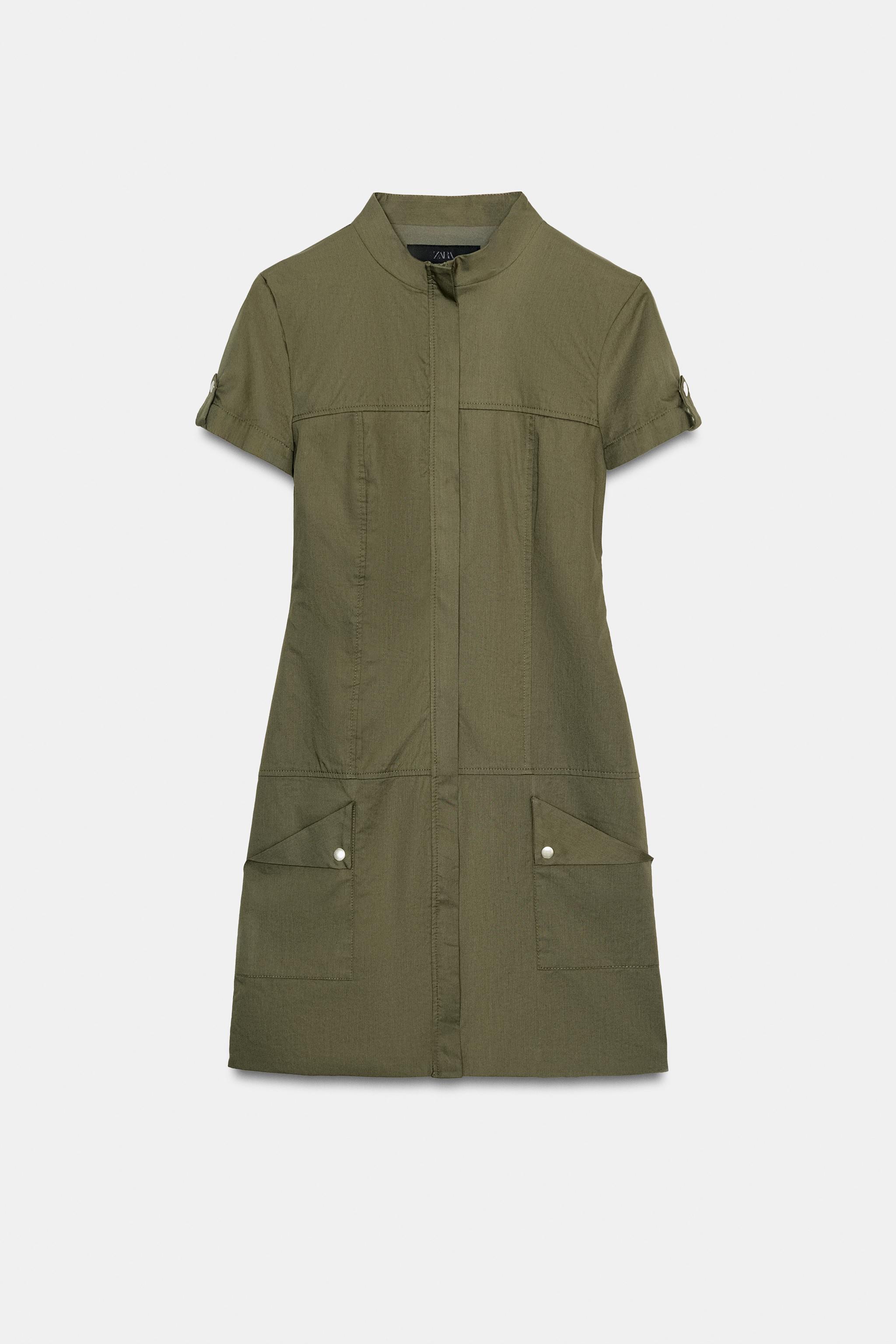 TRENCH DRESS WITH POCKETS - Dark khaki | ZARA United States