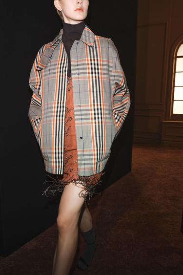 ZW COLLECTION CHECKED CROPPED TRENCH — BLACK/ORANGE 1
