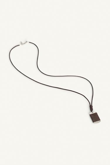 CONTRAST METAL PLATE NECKLACE - Brown by Zara