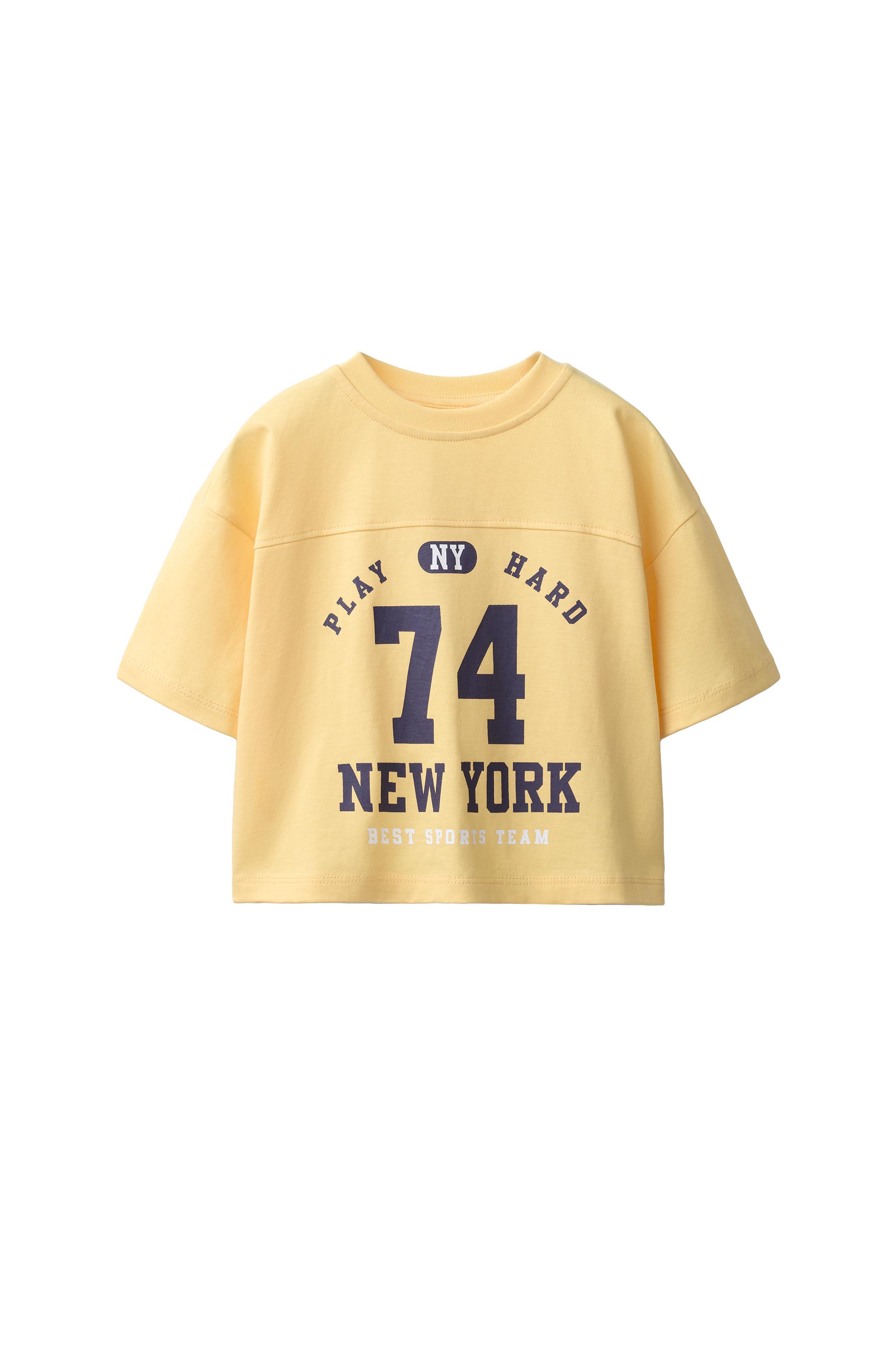 バーシティプリントTシャツ - イエロー | ZARA Japan / 日本
