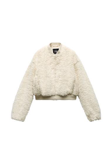 FAUX FUR CROP BOMBER