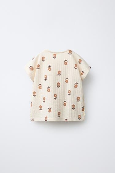 LACE PRINT T-SHIRT - Ecru by Zara - Image 1