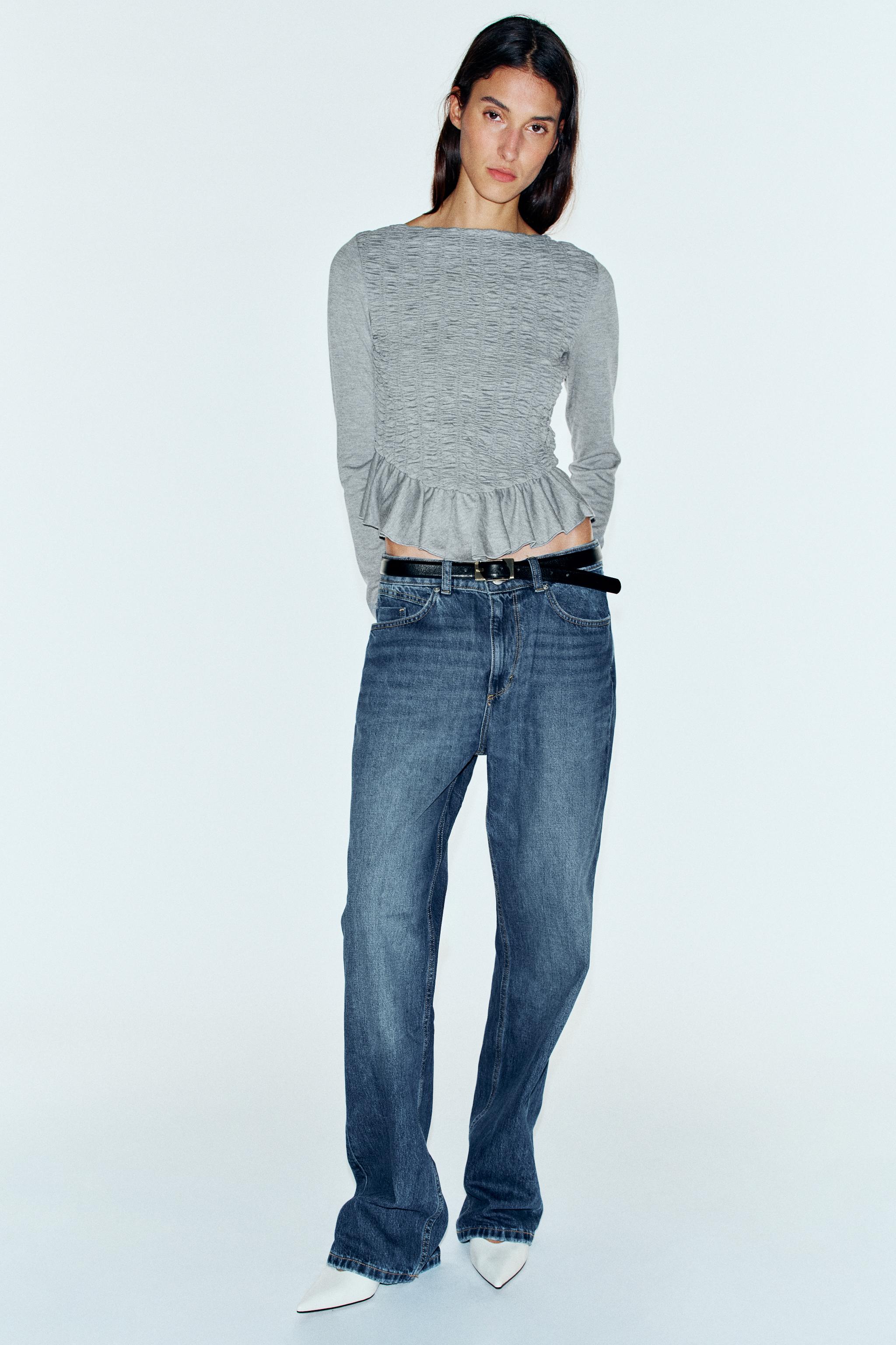 シャーリング ペプラムトップス - グレーマール | ZARA Japan / 日本