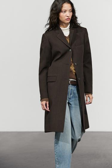 100% wool long coat — Brown marl 2