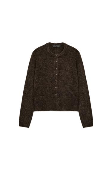 جاكيت محاك بأزرار كروية - بني.فيجوريه الخاص بـ Zara