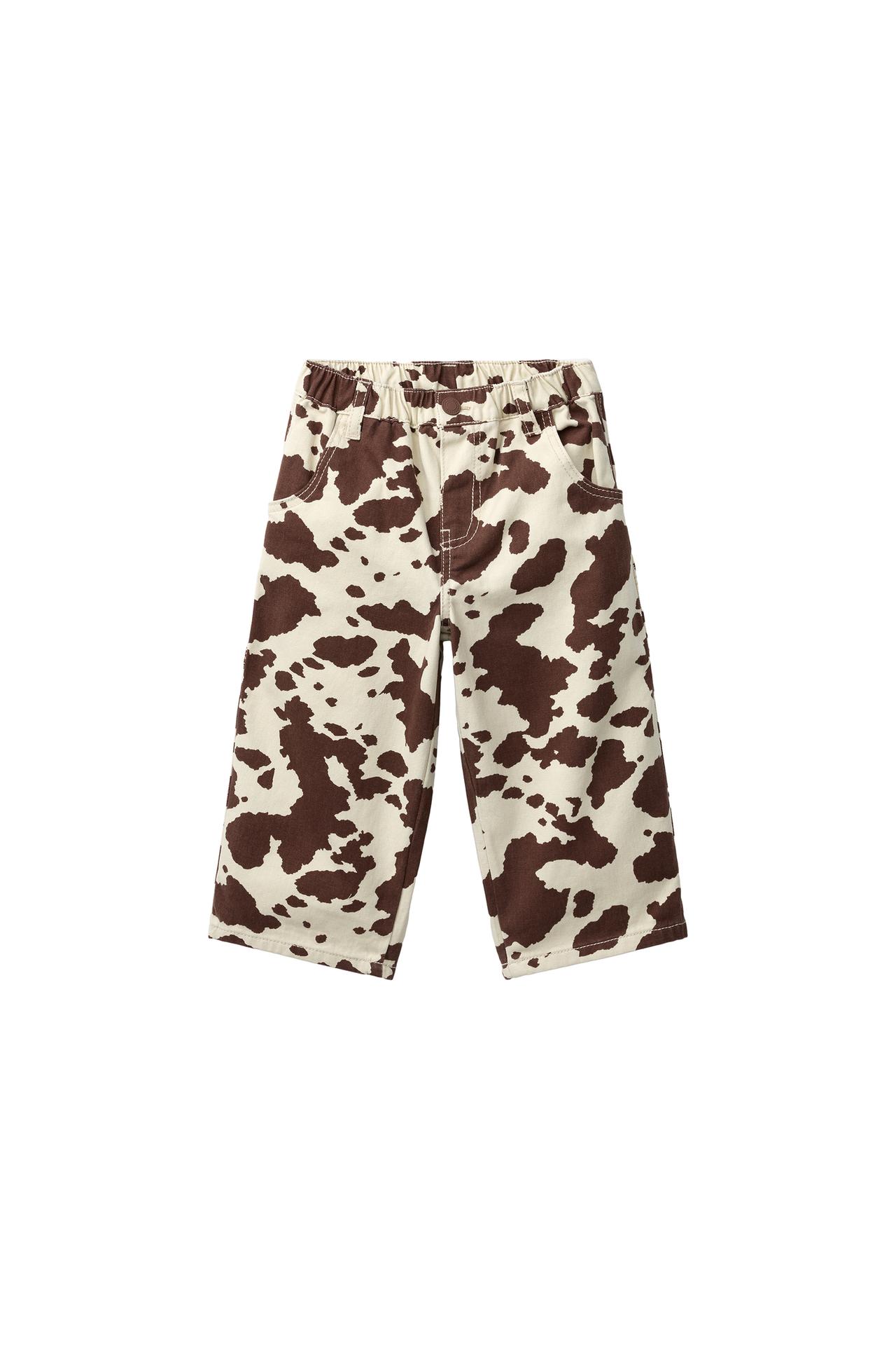 COW PRINT STRAIGHT TROUSERS
