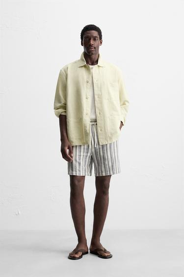 TEXTURED REGULAR FIT BERMUDA SHORTS - Stripes by Zara