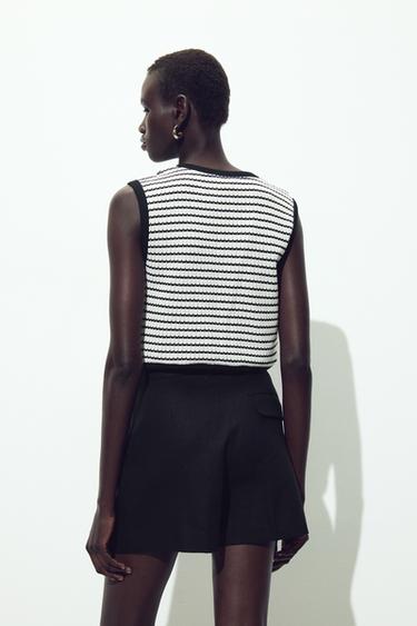 JACQUARD BUTTON WAISTCOAT TOP - Blue/White by Zara - Image 4