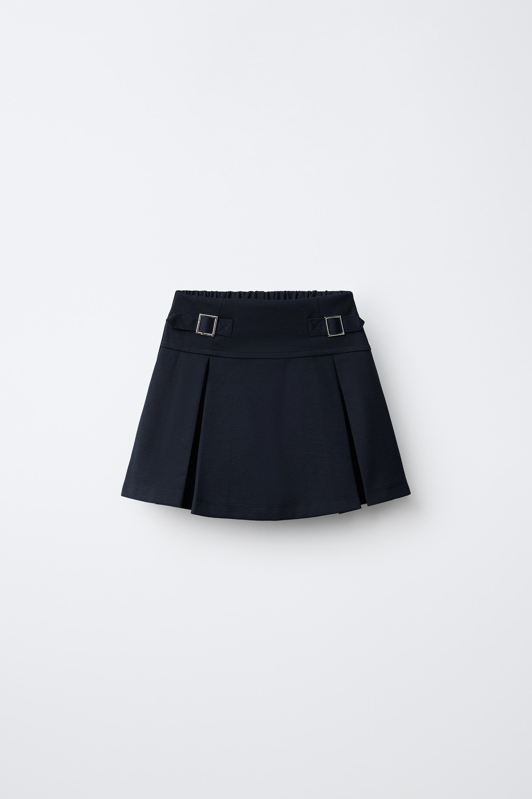 BUCKLE DETAIL SKORT — Navy blue