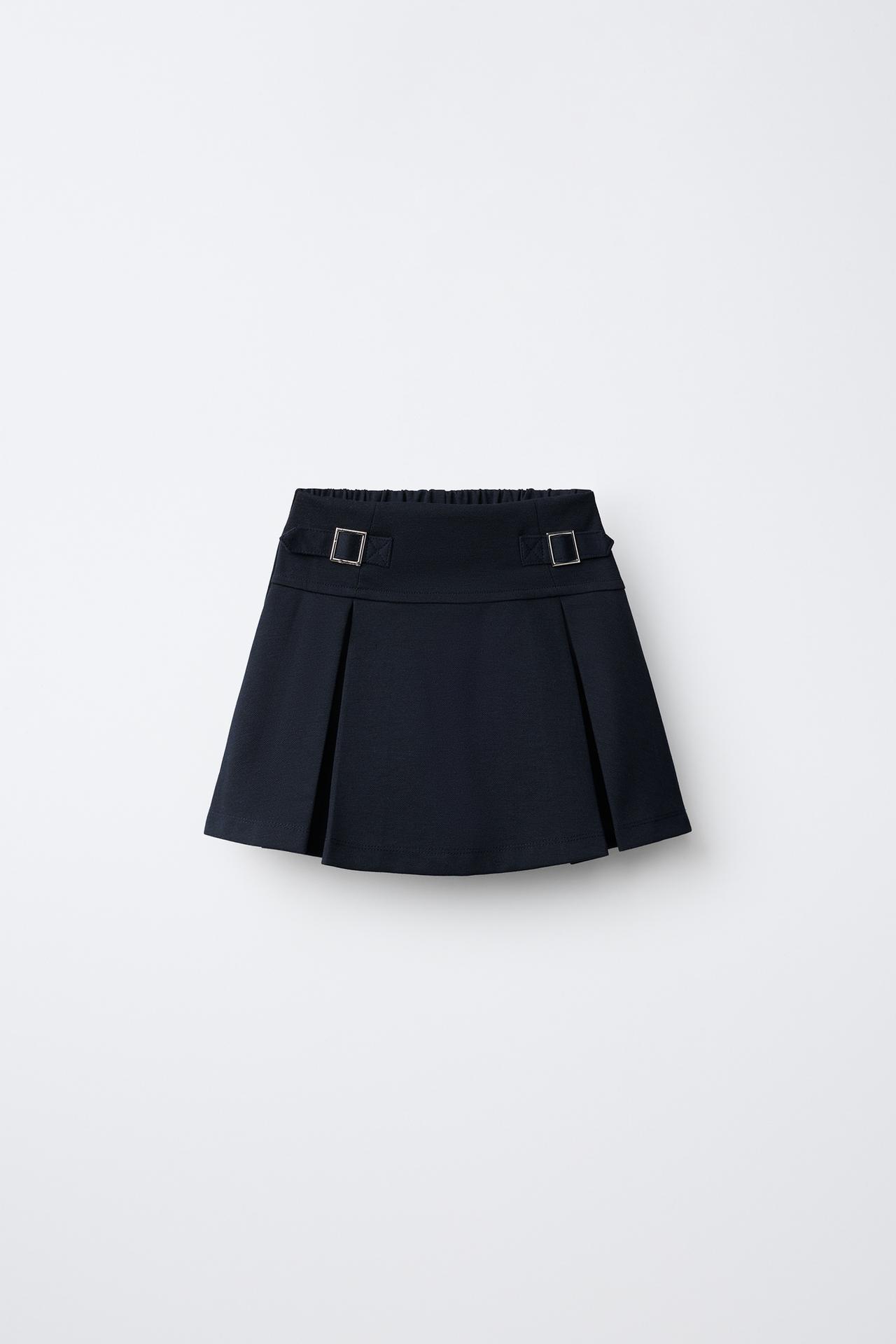 BUCKLE DETAIL SKORT — Navy blue