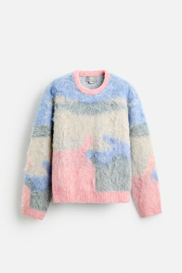 TEXTURED COLOUR BLOCK SWEATER - Pink by Zara