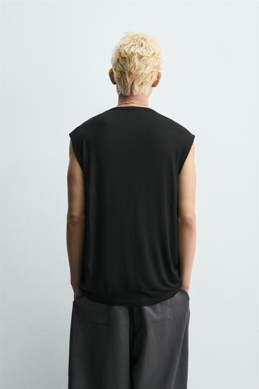 100% BAMBOO RELAXED FIT TANK TOP - Black by Zara - Image 2