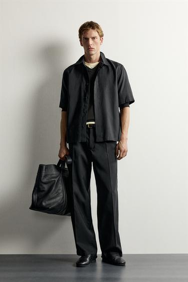 Zara PLEATED FLUID PANTS - Black