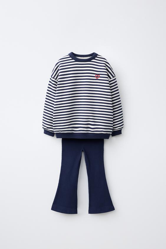 STRIPED SWEATSHIRT AND FLARE LEGGINGS SET - Blue de Zara - Imagen 0