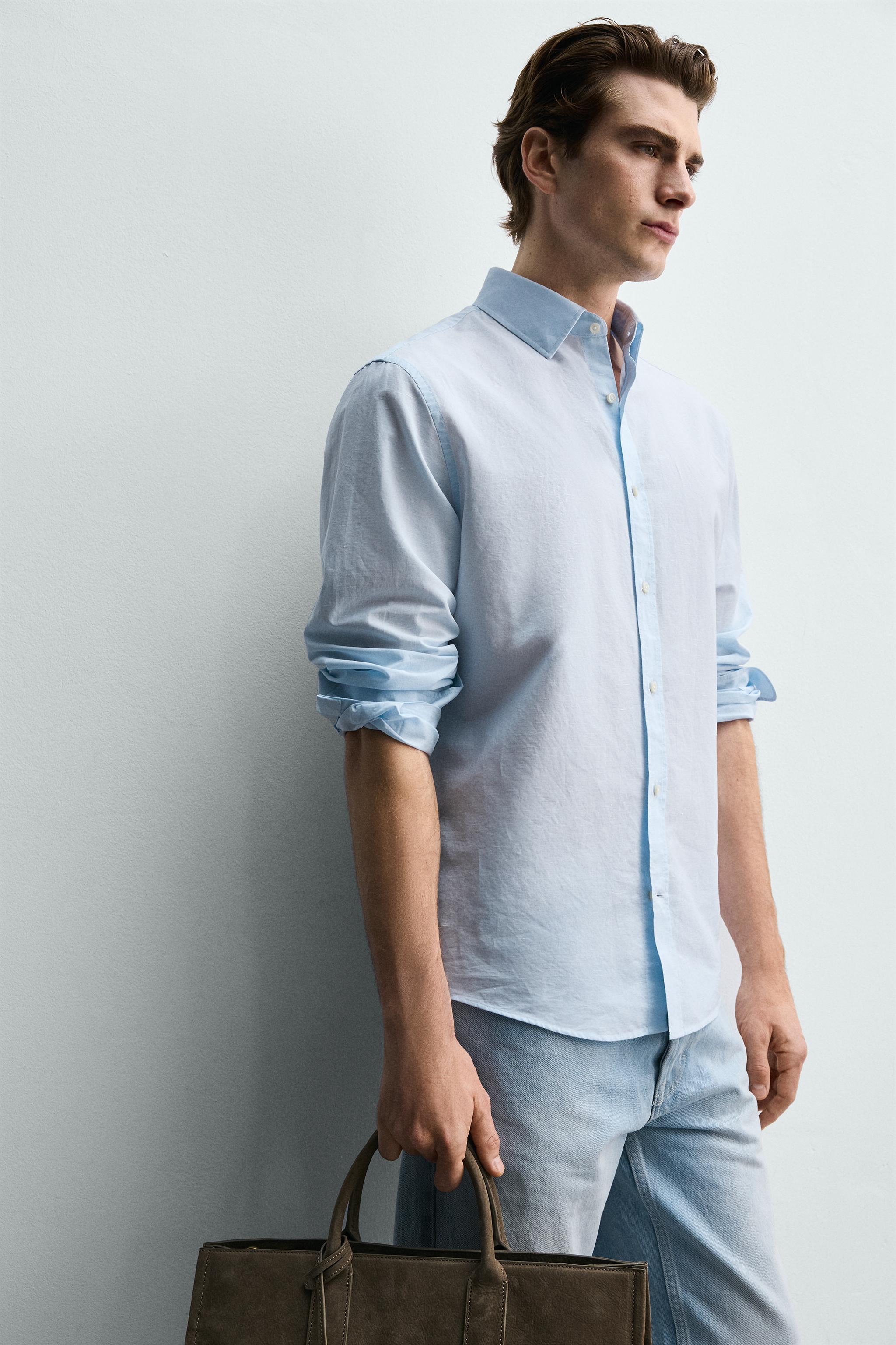 REGULAR FIT COTTON-LINEN SHIRT