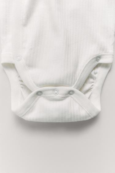 0-6 MONTHS/ THREE-PACK OF KIMONO COLLAR LONG SLEEVE BODYSUITS - Oyster-white by Zara