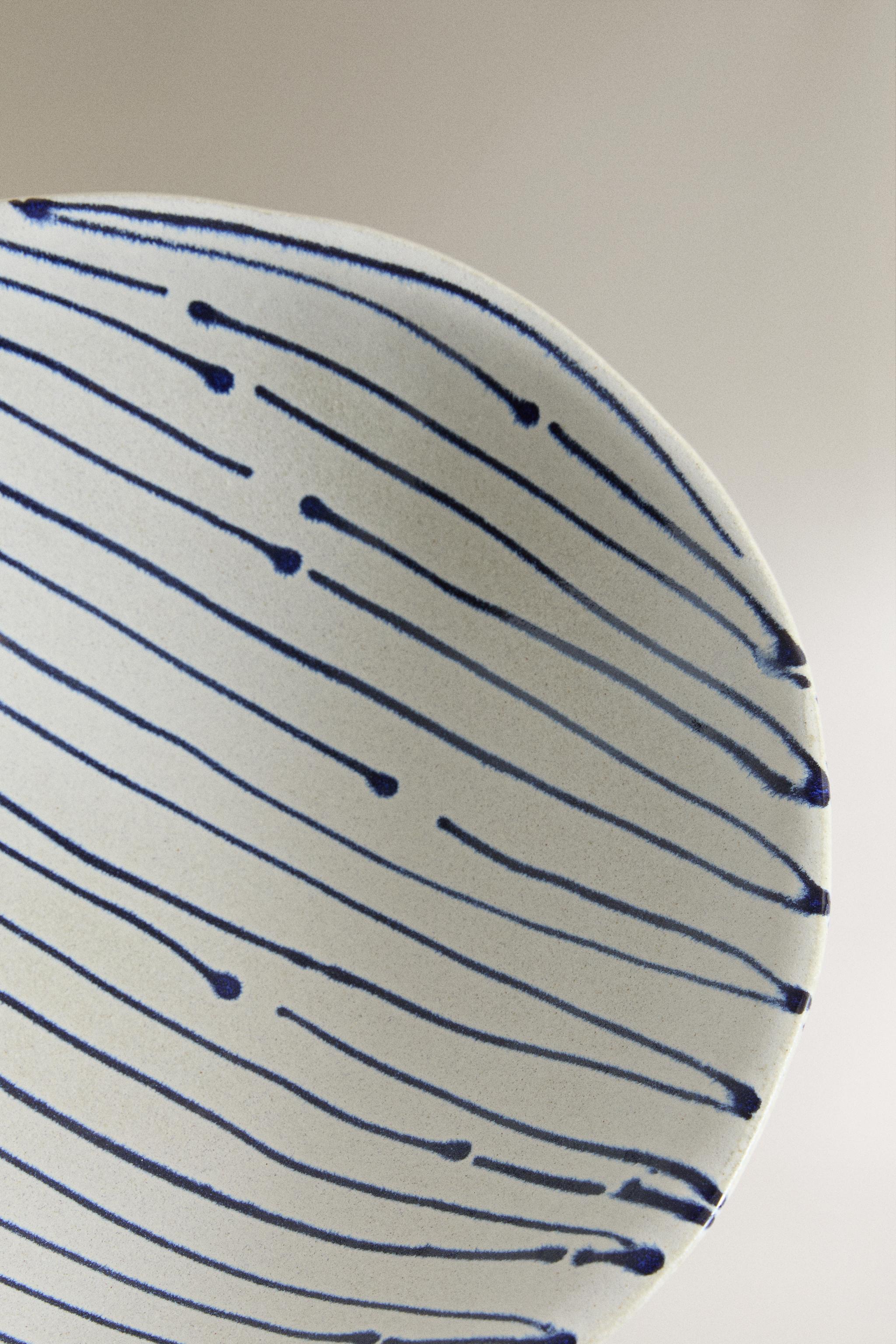 STRIPED EARTHENWARE SALAD BOWL