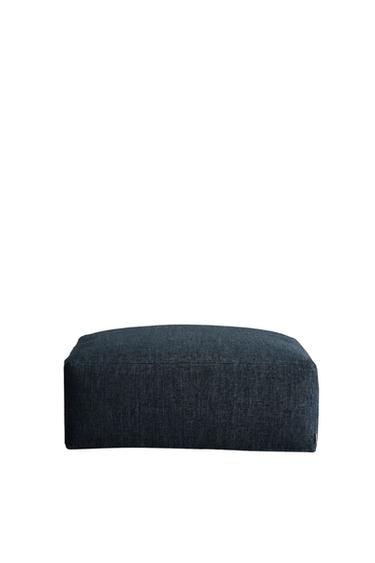 POUFFE WITH REMOVABLE WASHED LINEN COVER - Blue by Zara