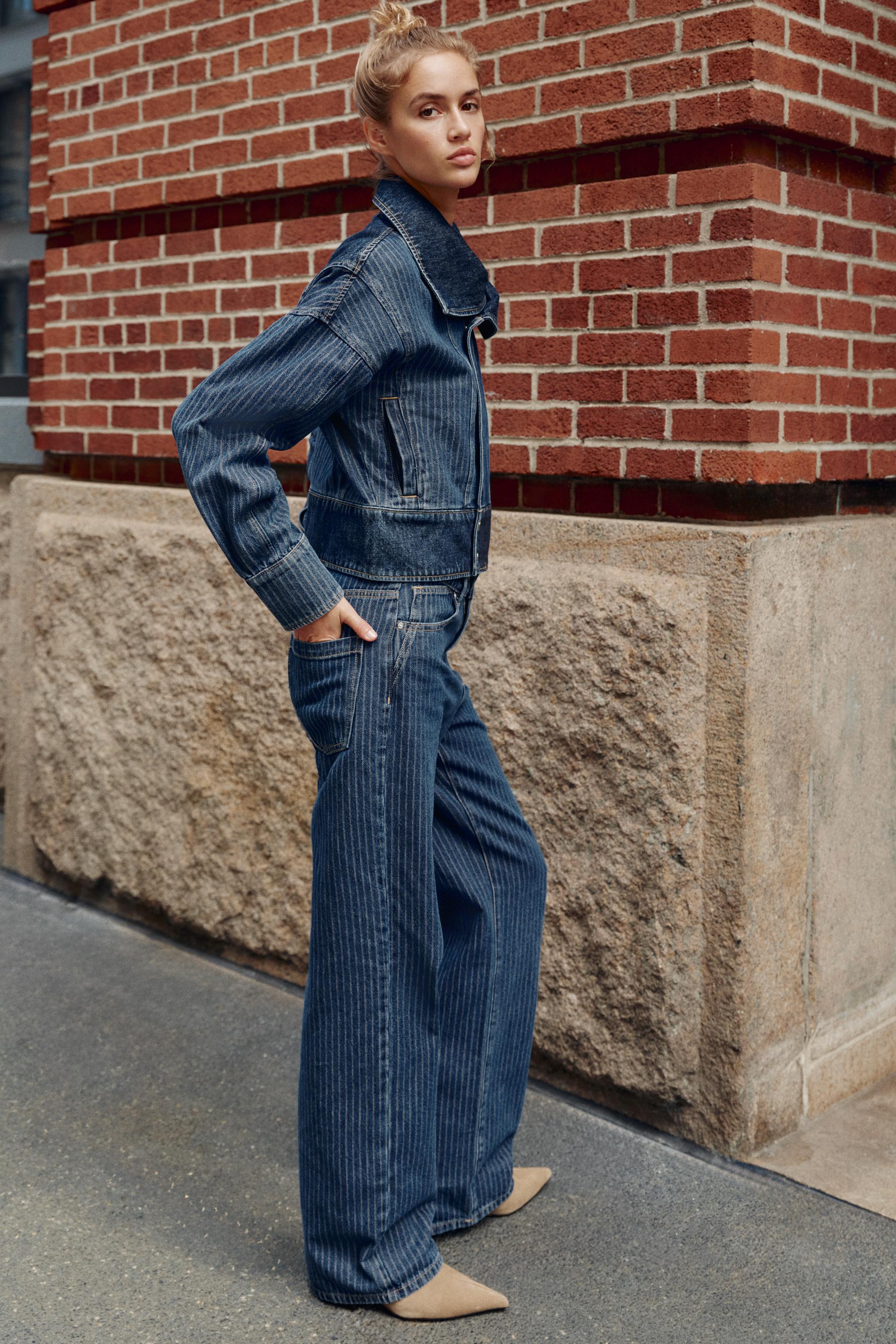 Zara Z1975 ÇİZGİLİ STRAIGHT DÜŞÜK BEL JEAN görsel 4