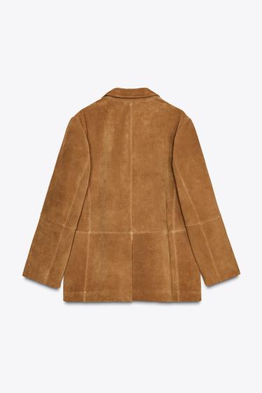 ZW COLLECTION LIMITED EDITION 100% LEATHER BLAZER - Sand by Zara - Image 8
