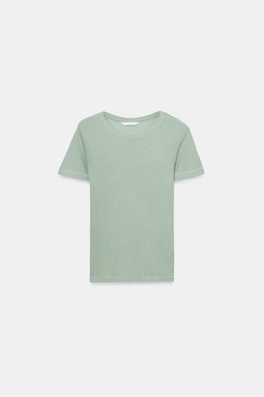 SHORT SLEEVE FLOWING T-SHIRT - Sea green by Zara