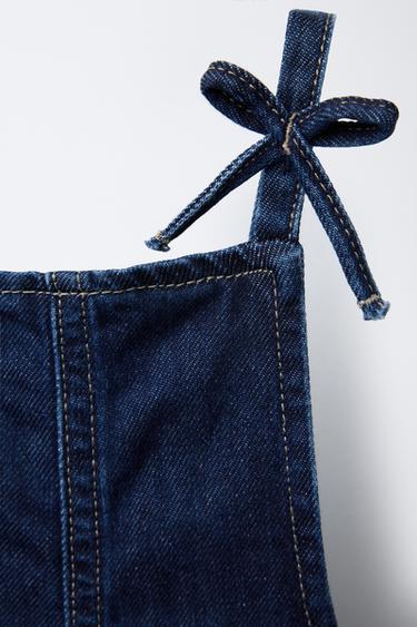 SALOPETTE EN DENIM AVEC NŒUDS - Bleu de Zara - Image 2