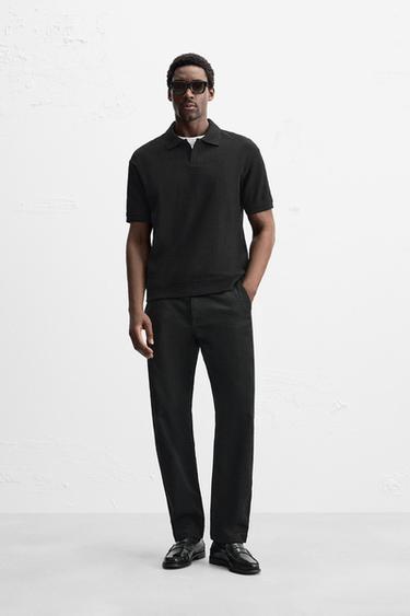 VERTICAL TEXTURED POLO SHIRT - Black by Zara