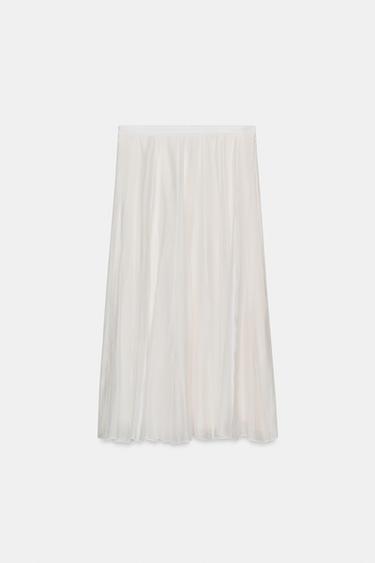 ZW COLLECTION CONTRAST FLOWING SKIRT - Oyster-white by Zara - Image 4