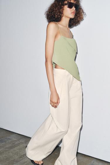 TOP ASYMÉTRIQUE CRÊPE - Vert clair de Zara - Image 2