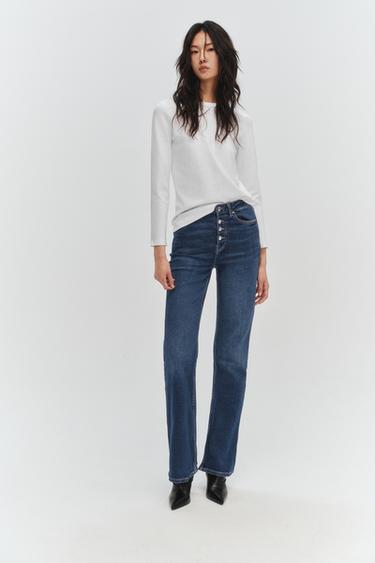 Zara INTERLOCK 長袖 T 恤 - 白色