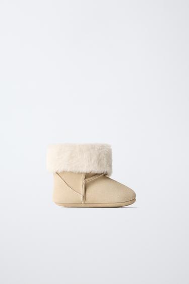 FUR-LINED LEATHER BOOTS — Sandy Brown 1