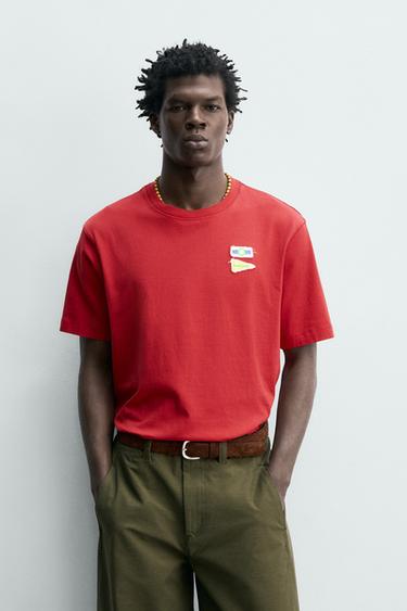 T-SHIRT MIT MARITIMEN AUFNÄHERN - Dunkelrot von Zara