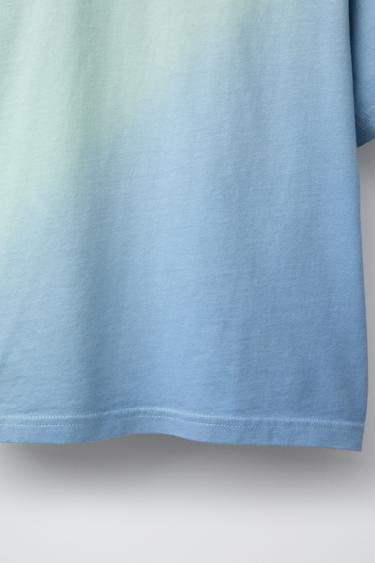 T-SHIRT TIE DYE INSCRIPTION BRODÉE - Bleu de Zara - Image 3