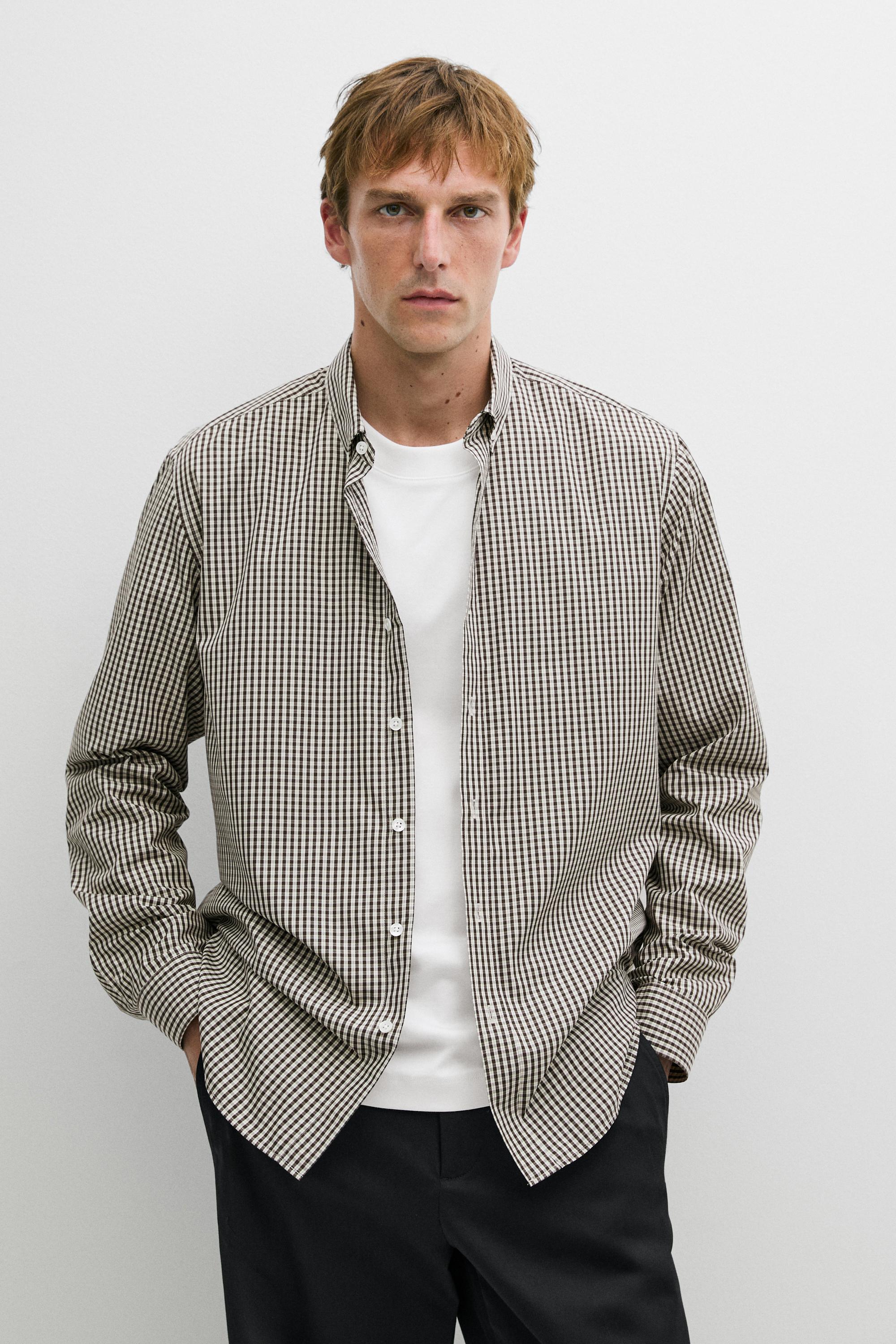 Regular fit check shirt - Brown | ZARA United States