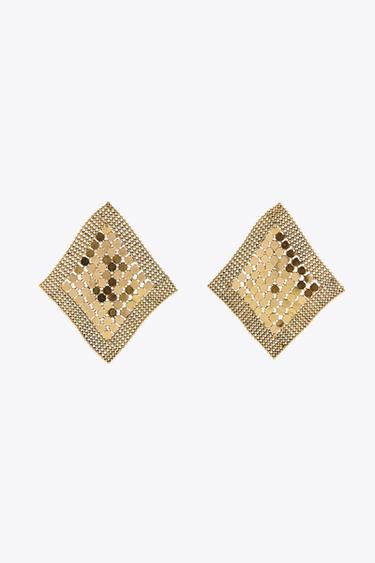 PENDIENTES MALLA METÁLICA - Dorado de Zara