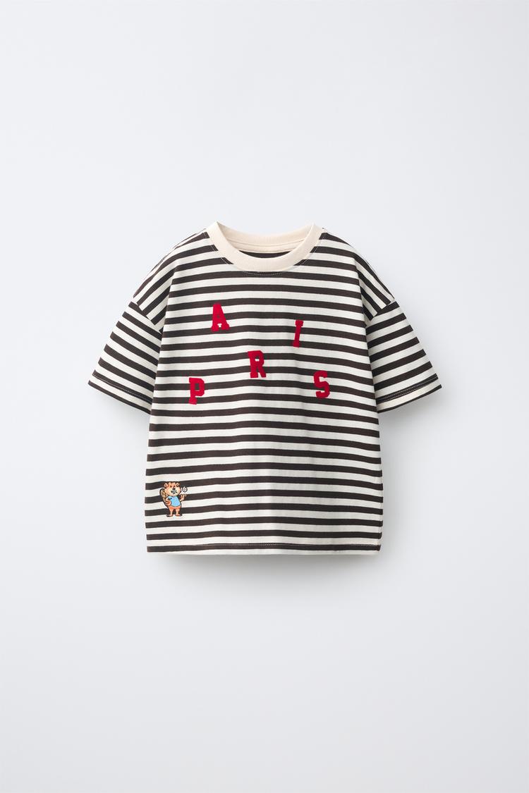 CAMISETA RAYAS LETRAS FLOCK