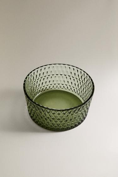 BOL EN VERRE AVEC RELIEF - Vert de Zara - Image 1
