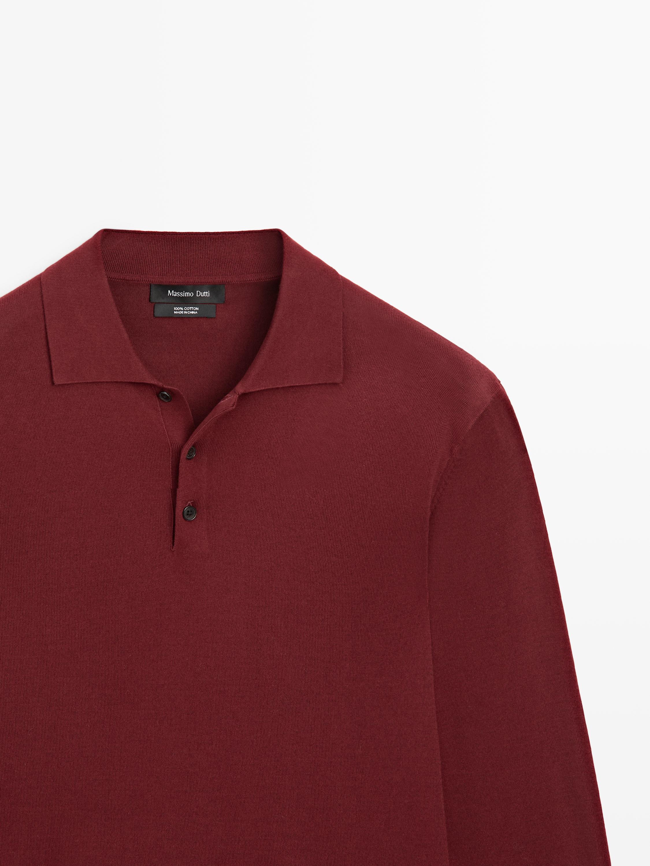 Cotton knit polo sweater