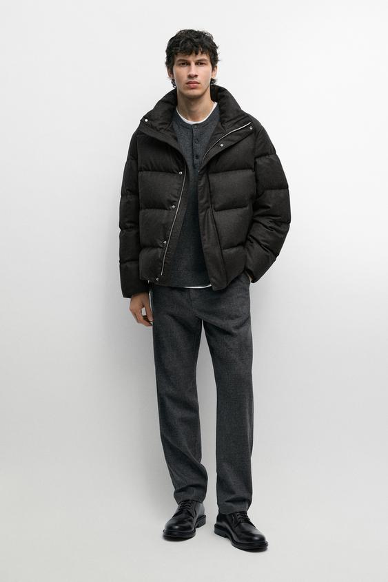 DOUDOUNE À COL MONTANT 100% LAINE - Léopard / Gris de Zara - Image 0