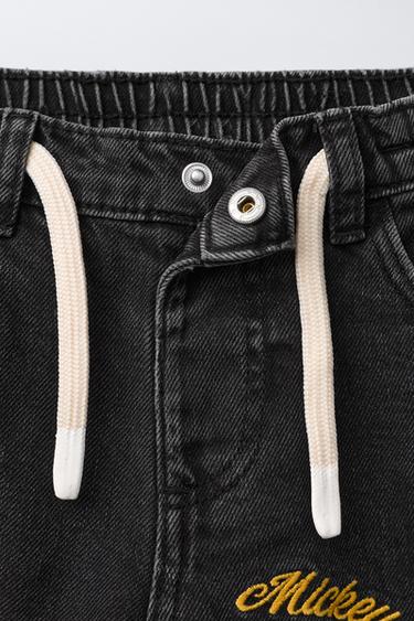 EMBROIDERED MICKEY MOUSE © DISNEY BAGGY JEANS - Black by Zara - Image 2