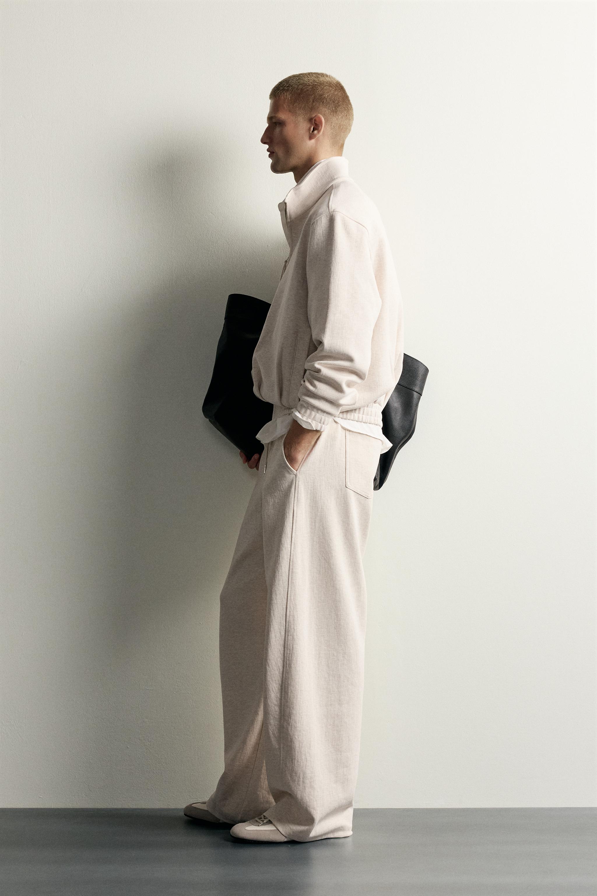 Мужские брюки Zara TEXTURED BALLOON-FIT TROUSERS — фото 4