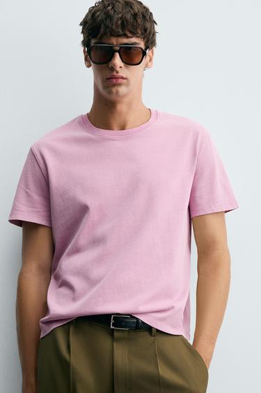 KOSZULKA CROPPED FIT - Różowy Zara