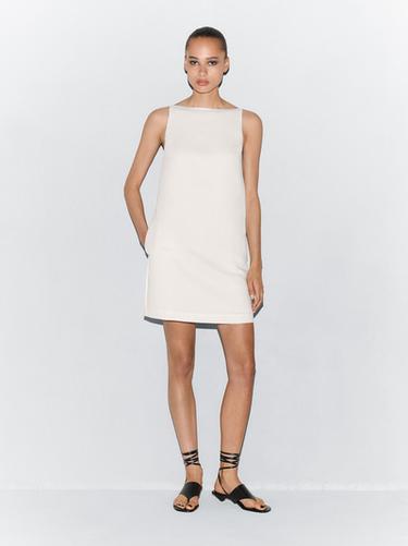 Zara Flowing linen blend mini dress - White - Image 0