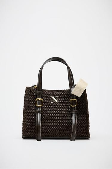 BOLSO MINI SHOPPER TRENZADO - Chocolate de Zara
