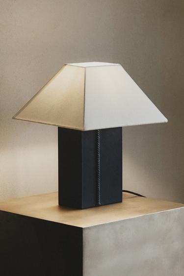LEATHER TABLE LAMP - Black by Zara