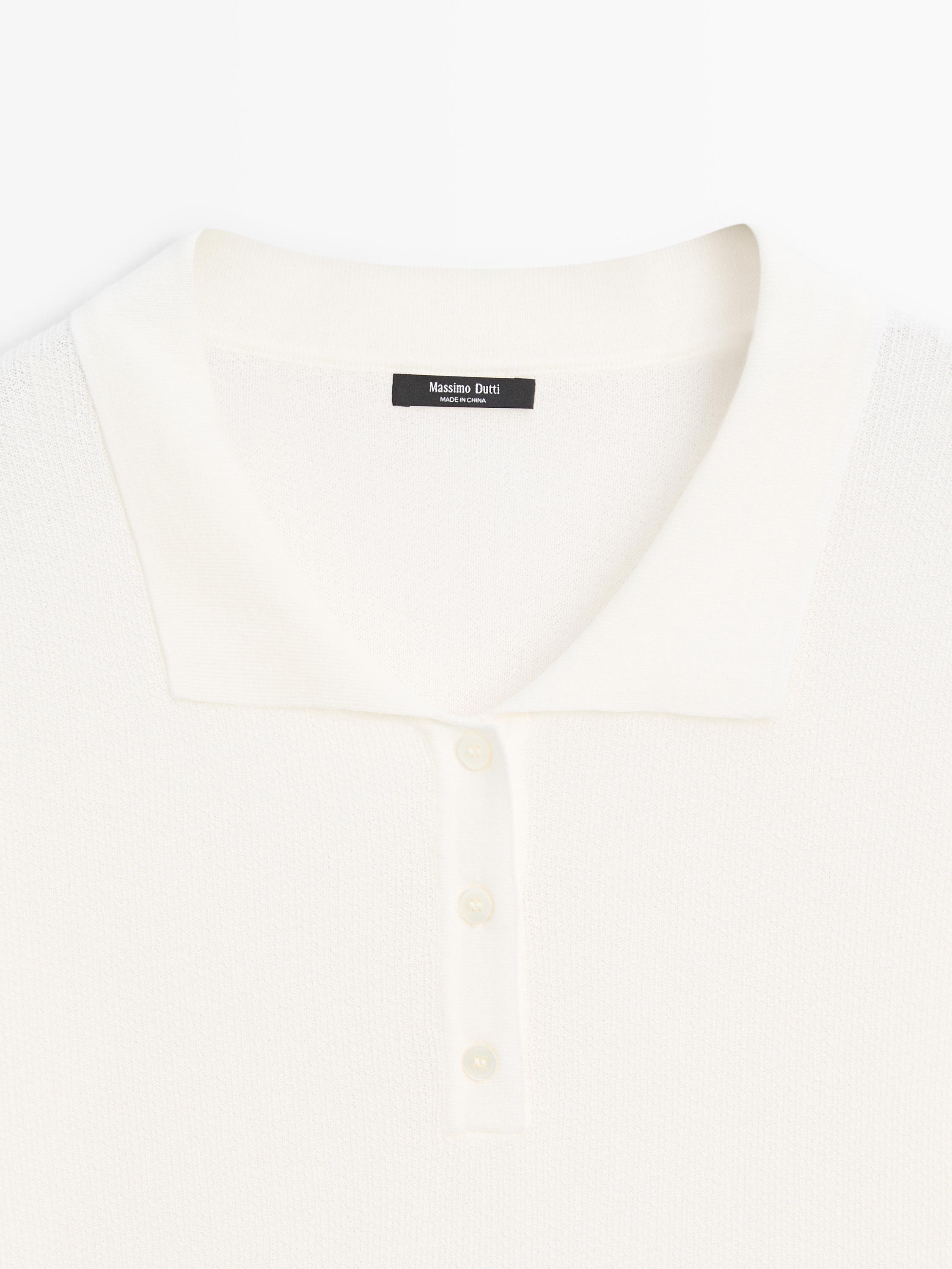 Knit polo shirt with sleeve detail