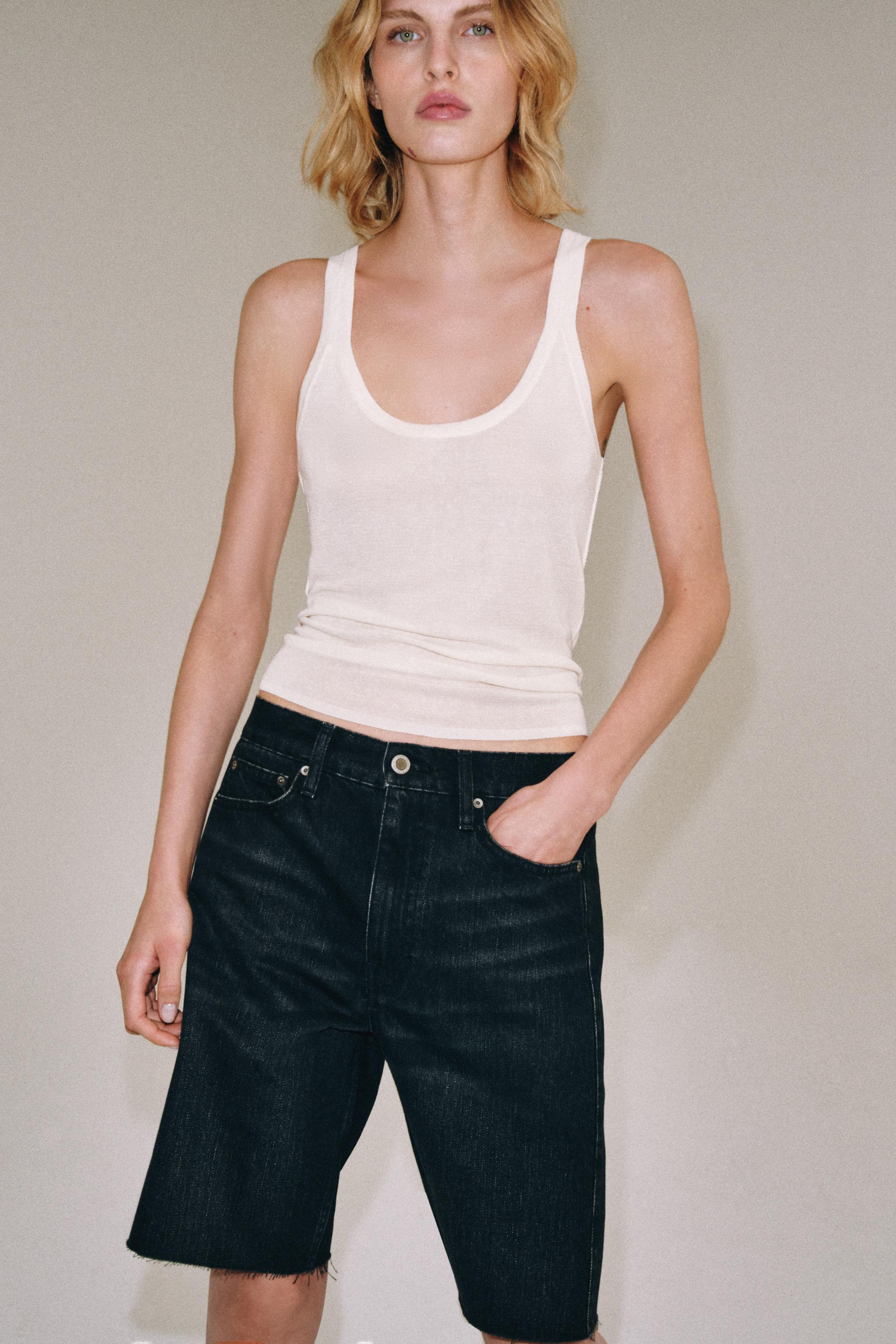 Женские шорты Zara ZW COLLECTION RELAXED FIT MID-RISE DENIM SHORTS — фото 6