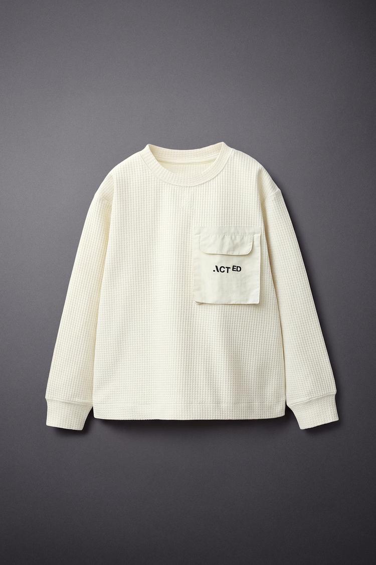 WAFFLE POCKET T-SHIRT — Ecru
