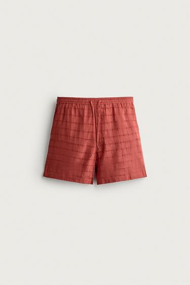 برمودا جاكار بمربعات من الكتان والقطن - تيجا الخاص بـ Zara