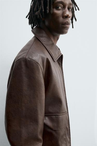 SURCHEMISE MATIÈRE SYNTHÉTIQUE - Marron de Zara - Image 4